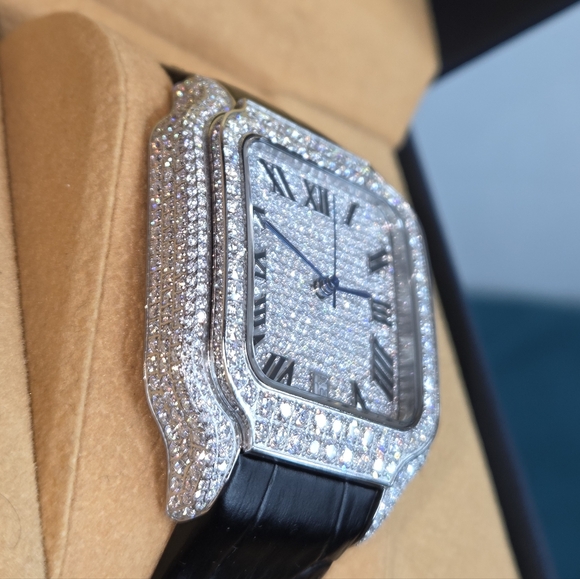 Iced Out Mossinite Automatic Square Luxury Mechanical Bust Down Watch - Picture 6 of 14